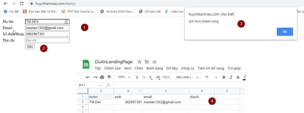 Hướng dẫn submit form lên Google sheet đơn giản